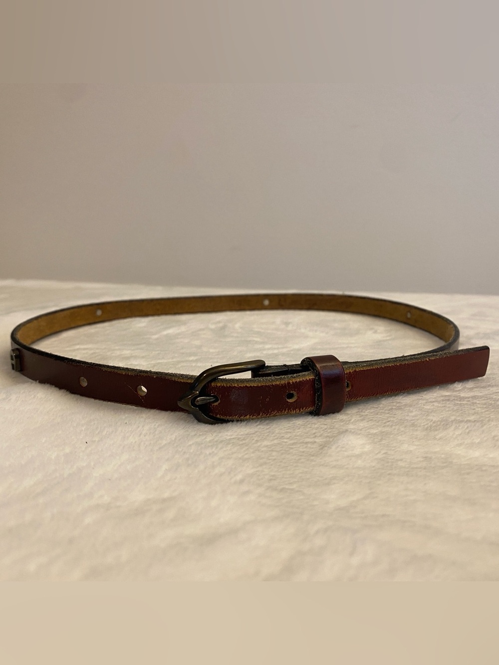 Etienne Aigner Burgundy Thin Leather Belt 126 Size 28